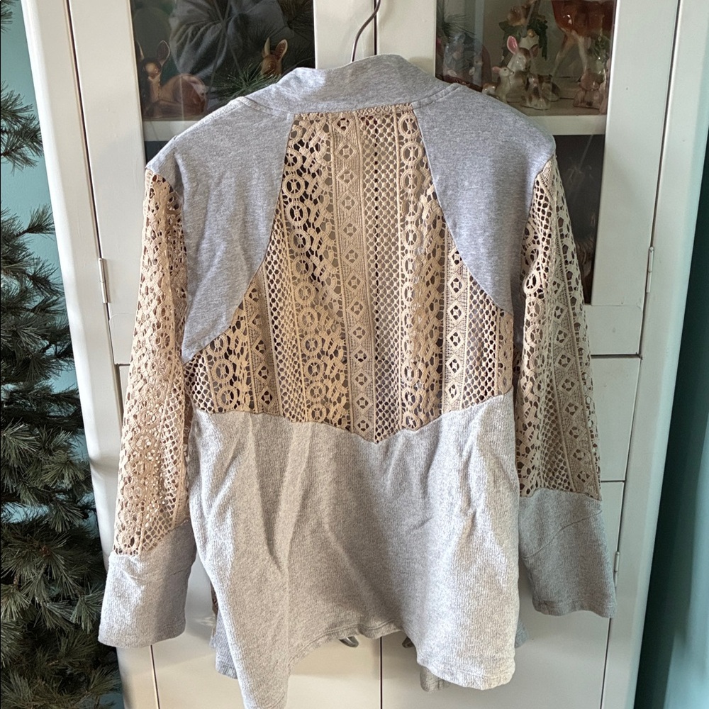 Coldwater Creek sz 1X Draped Open Front Cardigan euc lace boho casual - Picture 5 of 5